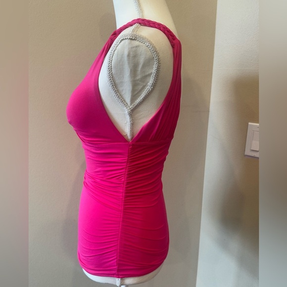 Carmen Marc Valvo Pink Ruched Tankini Swim Top Size Small - Picture 5 of 7